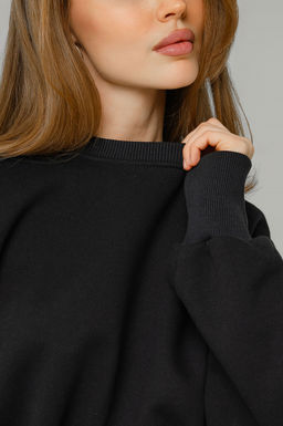 Арт. 15128 Свитшот женский укороченный 42-46 (3 шт) Цвет:черный - Калинка фото 6