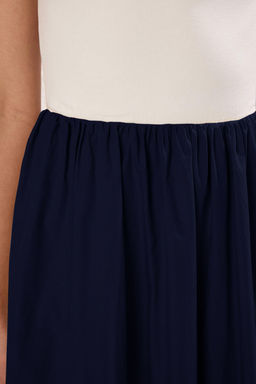 Lacivert Renk Bloklu Maxi Dokuma Elbise TWOSS25EL00867