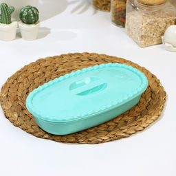 Цена за 2 шт. Миска с крышкой IDEA, 1.5 л, 16.5×28×6.5 см, пластик, голубой