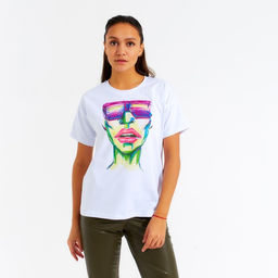 Футболка женская MINAKU Girl, белая, размер 52