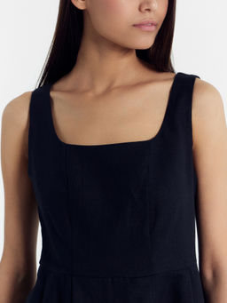 Сарафан женский из хлопка и льна в черном цвете - Mark formelle фото 6