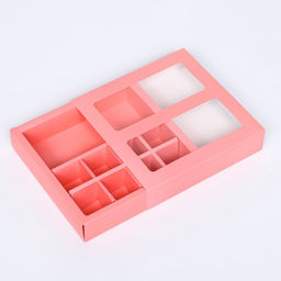 Цена за 2 шт. Коробка для 8 конфет + шоколад, с окном, розовая, 17.7×17.7×3.8 см