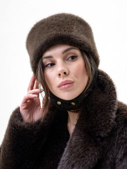 Т26-22 Таблетка кубанка вельветовая с мехом "норка"