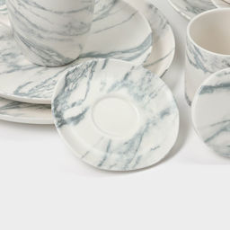 Тарелки глубокие Magistro Real Marble, 800 мл, 21×4.7 см, набор 2 шт., фарфор, белые