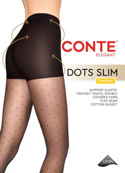 Колготки фантазийные CONTE DOTS SLIM Колготки в точку с утягивающими шортиками nero