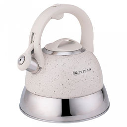 "Zeidan" Чайник из нержавеющей стали 3,0л, со свистком, 3-x слойное капсулированное индукционное дно, внешнее антипригарное цветное покрытие, фиксированная ручка с покрытием "soft-touch", подарочная коробка (Китай) Подходит для всех видов плит, включ