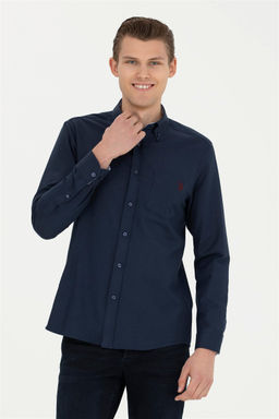 Мужская темно-синяя рубашка с длинным рукавом - U.s. polo assn фото 10