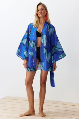Tropikal Desenli Kusakl? Volanl? Mini Dokuma Plaj Kimono&Kaftan TBESS23KM00024 - Trendyolmilla фото 11