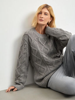 Джемпер с узорной вязкой B2876/nuage - Emka фото 8