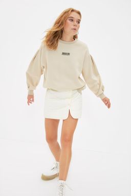TRENDYOLMILLA Tas Kal?n Ici Polarl? Minimal Bask?l? Balon Kol Orme Sweatshirt TWOAW22SW1864 фото 3