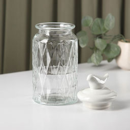 Банка для сыпучих Доляна Голубки, 1 л, 1124 см, с керамической крышкой, стекло, прозрачная фото 2