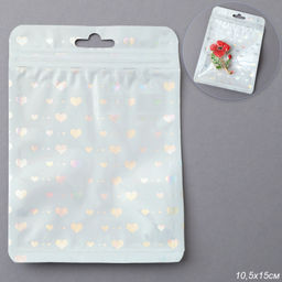 Пакет подарочный 10,5х15 см сердце белый / ZIP-02-2 / штучно