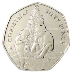 Монета 50 пенсов 2021 года Гибралтар Рождество