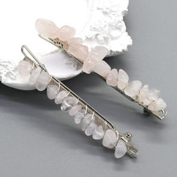 Заколка для волос с натуральным розовым кварцем 6,5*0,8*1,3см