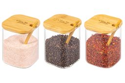 Набор банок для специй Elan Gallery Crystal Glass 3 шт 450 мл с ложкой фото 6