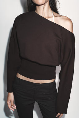 SUDADERA ASIM?TRICA ALGOD?N / Chocolate - Zara фото 3