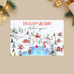 Цена за 2 шт. Набор почтовых карточек Новогоднее чудо, 10 штук, 10?15 см