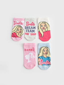 Barbie Desenli K?z ?ocuk Patik ?orap 5li