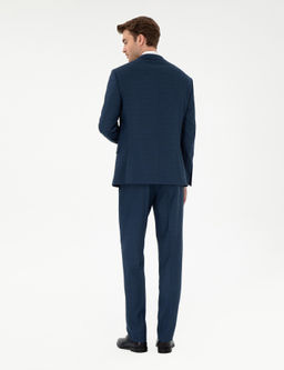 Lacivert Ex. Slim Fit Yelekli Tak_m Elbise