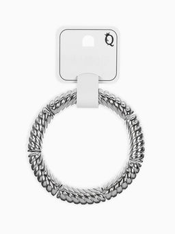 Браслет пластик на резинке "Стиль" резной, цвет серебро