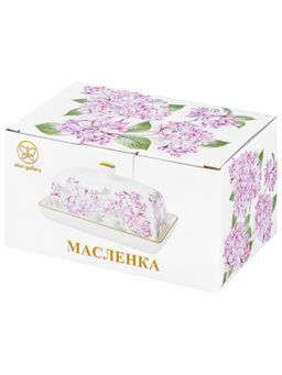 Масленка 13,5*9*6,5 см "Сирень" фарфор NEW BONE CHINA