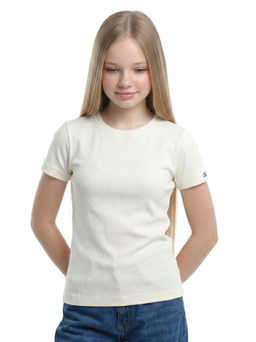 Футболка в рубчик 22-0210 бежевый - Mini maxi фото 153