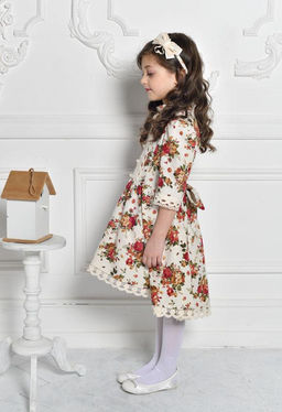 Платье МТ-422 лен букет бежевый