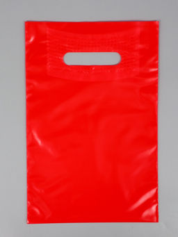 Цена за 50 шт. Пакет полиэтиленовый с вырубной ручкой, Красный 20х30 см, 70 мкм