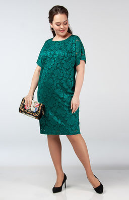 Роскошное женское платье свободного силуэта длины миди из кружевного трикотажа на подкладке - Ckc collections фото 3