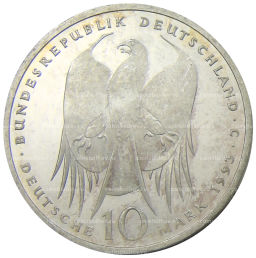 10 марок 1993 года J Германия  150 лет со дня рождения Роберта Коха
