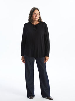 Bisiklet Yaka D?z Uzun Kollu Kad?n Bluz