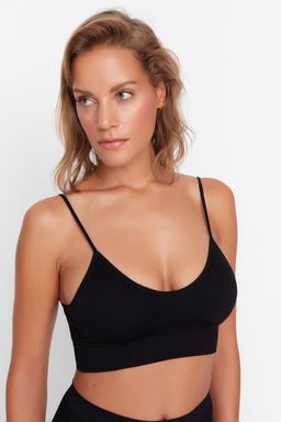 TRENDYOLMILLA Siyah Seamless/Dikissiz Ip Ask?l? Balensiz Kaps?z Bralette Orme Sutyen THMAW23SU00140 фото 8