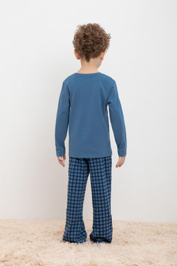 Crockid _ К 1600-1/синяя волна,бежевая клетка пижама дет  фото 5