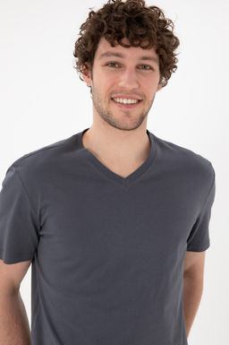Erkek Regular Fit V Yaka Antrasit Basic Ti__rt Sepette S_rpriz _ndirim - U.s. polo assn фото 3