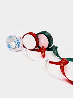 Набор атласных лент, 3 шт, С Новым годом, 2 см ? 5 м, тиснение