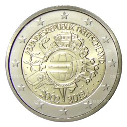 2 евро 2012 года F Германия  10 лет евро наличными
