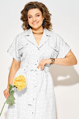 Платье Liliana 1521 белый+горох