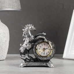 Часы статуэтка Лошадь 15 см / 7029-B /уп 60/серебро
