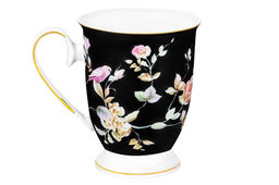 Кружка 300 мл 12*8,5*10,5 см Певчие птички на черном на ножке NEW BONE CHINA - Elan gallery фото 9