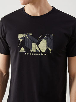 Bisiklet Yaka K?sa Kollu Bask?l? Penye Erkek Ti??rt