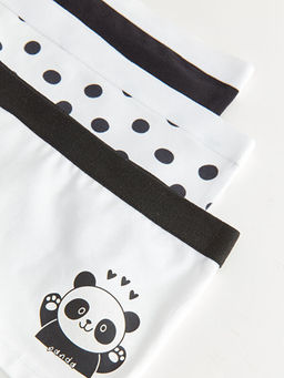 Bask?l? Pamuklu K?z ?ocuk Boxer 3l? - Waikiki фото 3