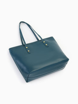 Сумка-шопер женская на молнии, размер 30.5×12×27 см, однотонная, синяя