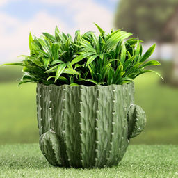 Декоративный горшок для цветов «Кактус», 1 л, 13×16×14 см, керамический, зелёный