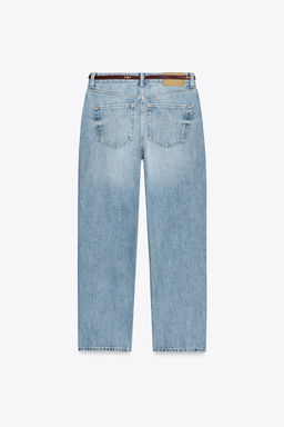 Z1975 NEW MOM FIT VINTAGE LOOK HIGH-WAIST BELTED JEANS - Zara фото 7