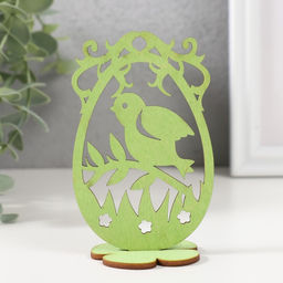 Цена за 3 шт. Декор Пасхальный "Птенчик" 6,5х4,7х10,3 см (набор 2 детали) салатовый