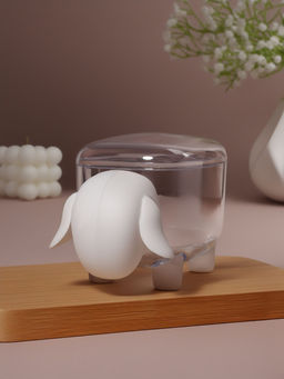 Органайзер для ватных палочек и дисков «Барашек», с крышкой, 12×7.5×8.5 см, прозрачный, белый