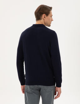 Lacivert Slim Fit Polo Yaka Basic Triko Kazak - Pierre cardin фото 5