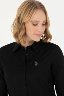 Женская черная базовая рубашка с длинным рукавом Неожиданная скидка в корзине - U.s. polo assn фото 2