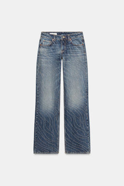 TRF LOW-RISE WIDE-LEG RHINESTONE JEANS - Zara фото 6