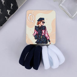 Цена за 8 шт. Резинка для волос "Кокетка" (набор 6 шт) стиль, 4 см, тёмно синий белый